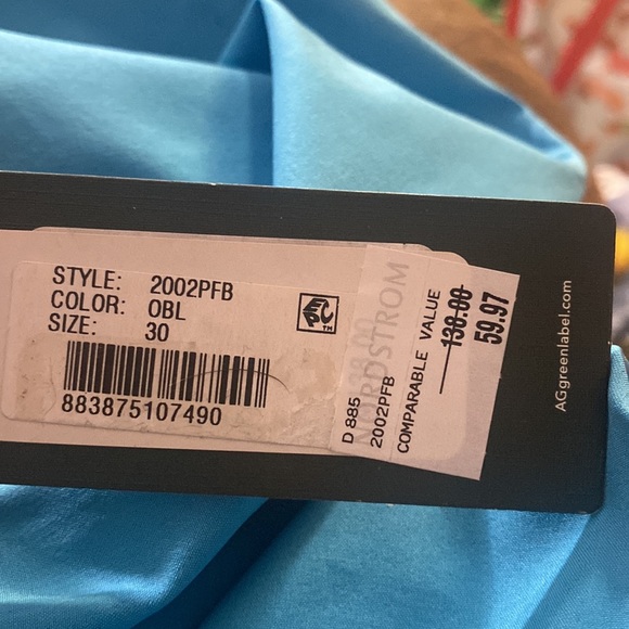 NWT AG Green Label 'The Canyon' Flat Front Performance Shorts Size 30 Ocean Blue - Picture 10 of 10